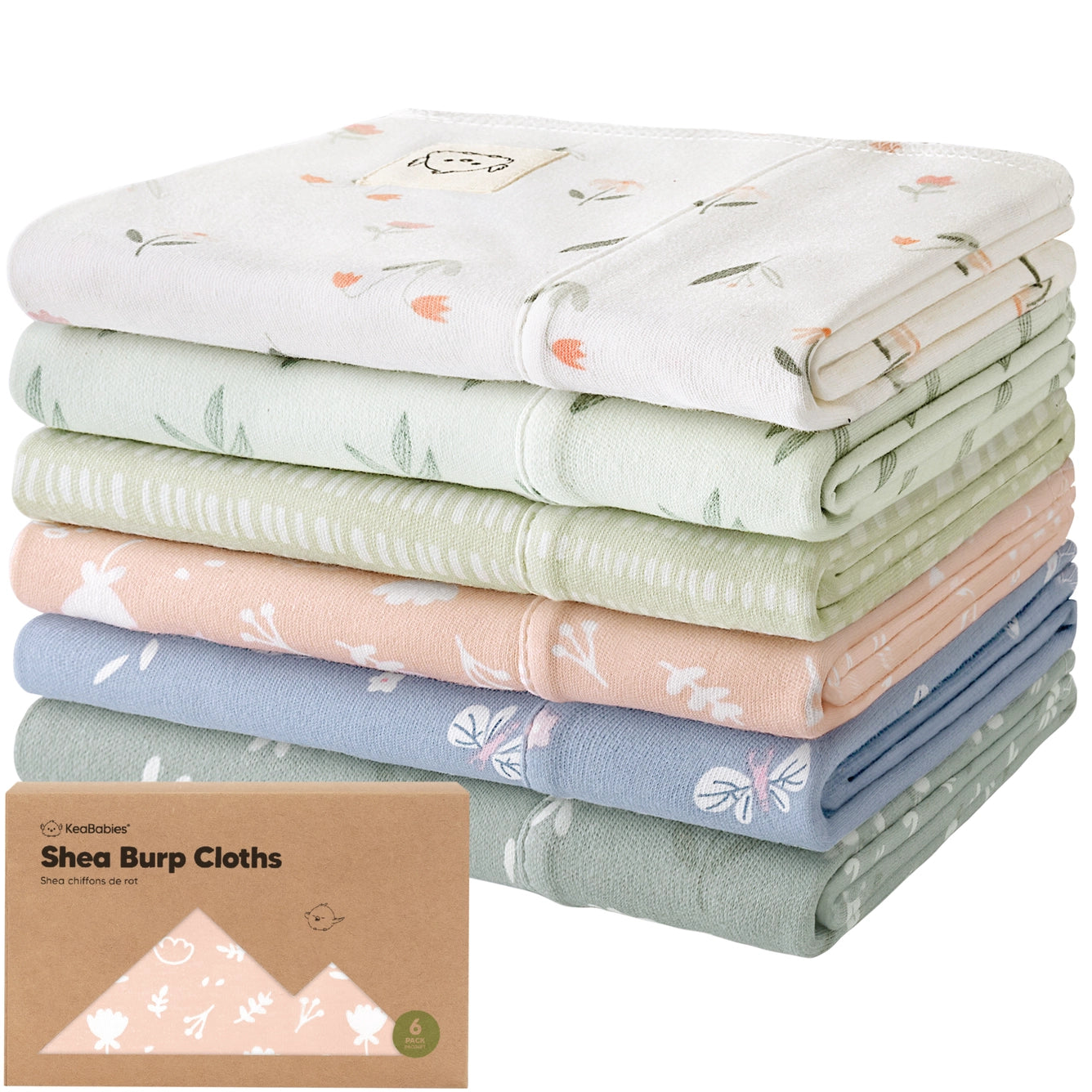 KeaBabies - 6-Pack Shea Burp Cloths - Skin-Gentle Protection