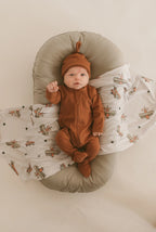 Boho + Babe - Organic Cotton Ribbed Baby Footies - Cozy Head-to-Toe Comfort (Rust)
