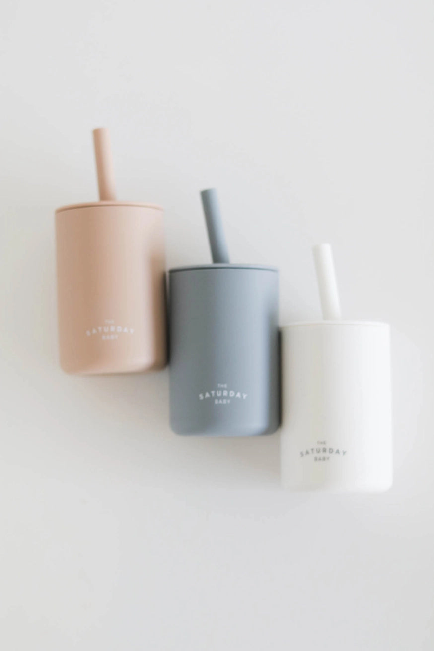 The Saturday Baby - Silicone Straw Cup - Spill-Proof Drinking (Sand Colour)