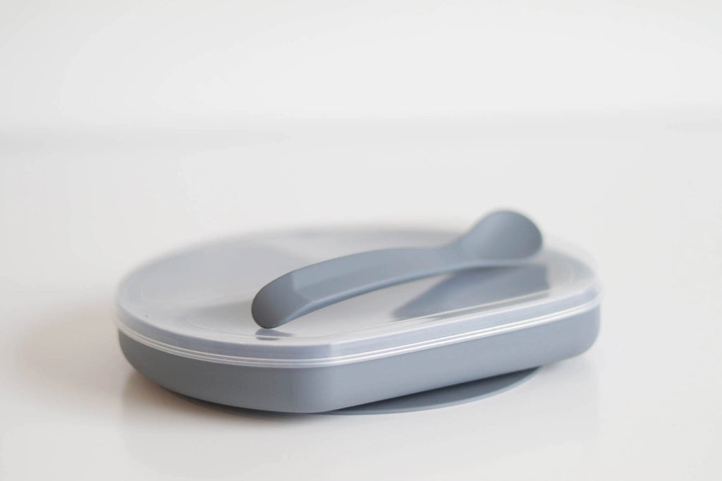 The Saturday Baby - Silicone Suction Plate + Lid & Spoon - Complete Feeding Set
