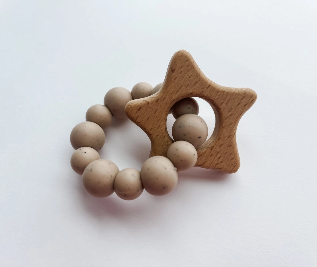 Boho + Babe - Star Teether - Patriotic Edition (Speckled Cream)