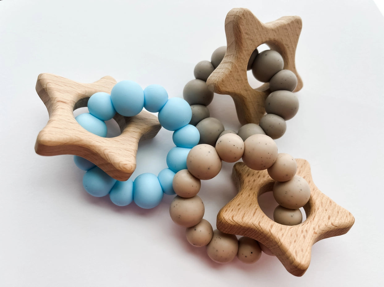 Boho + Babe - Star Teether - Patriotic Edition (Speckled Cream)