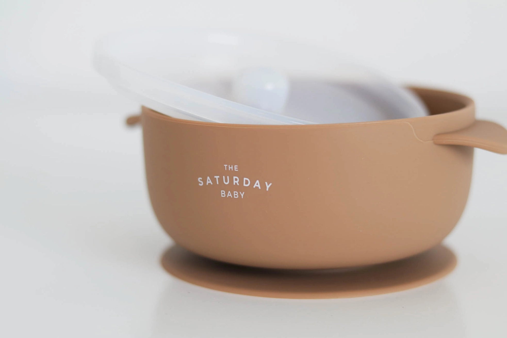 The Saturday Baby - Suction Bowl With Lid - Stay-Put Design (Coral colour)