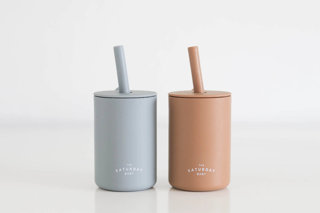 The Saturday Baby - Silicone Straw Cup - Spill-Proof Drinking (Sand Colour)