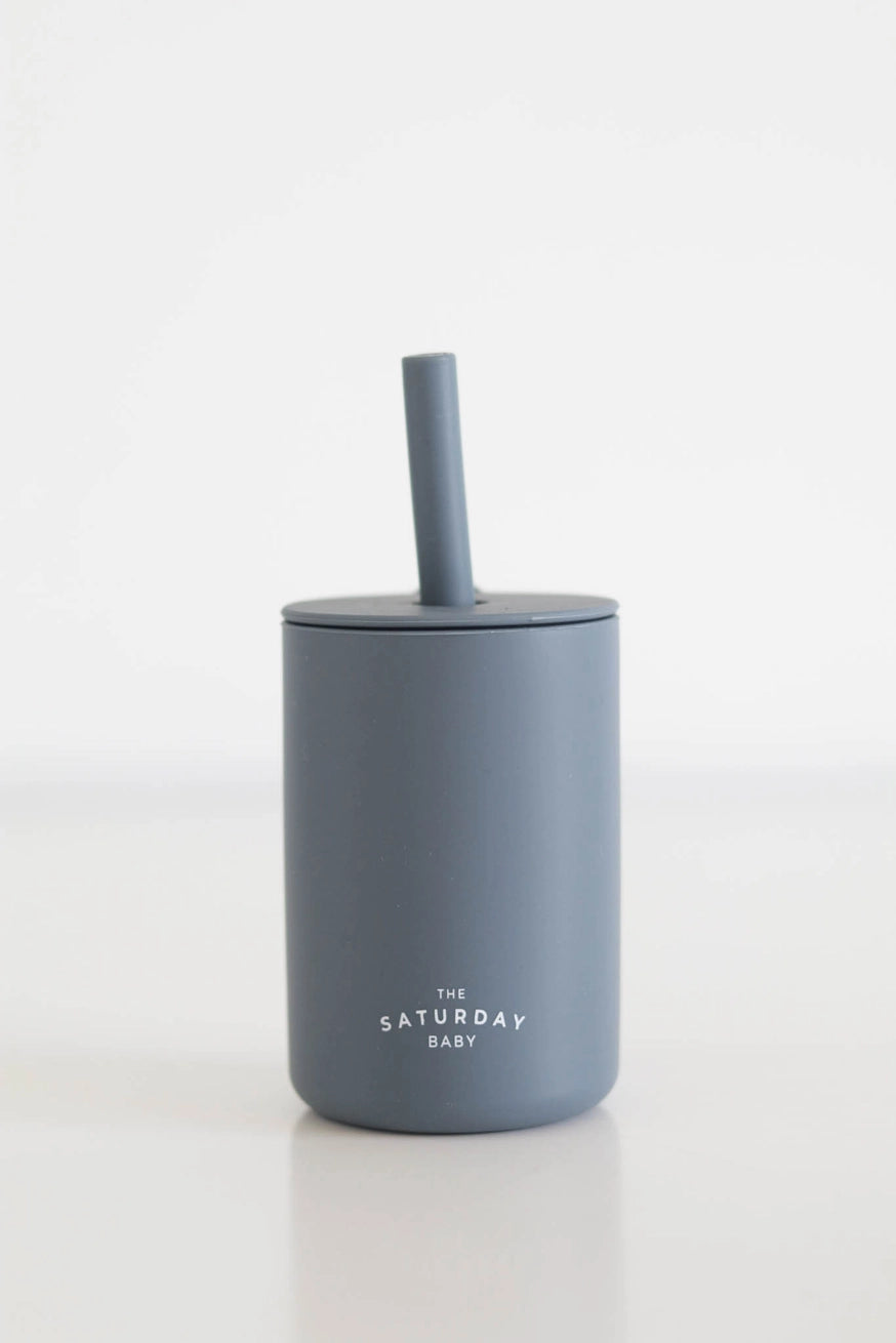 The Saturday Baby - Silicone Straw Cup - Spill-Proof Drinking (Ocean Colour)