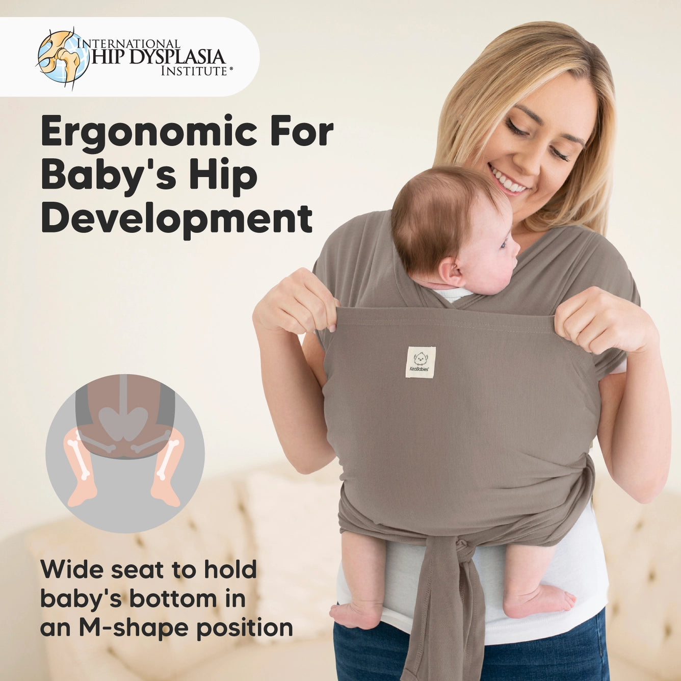 KeaBabies - D-Lite Wrap Carrier - Hands-Free Babywearing