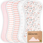 KeaBabies - 5-Pack Urban Burp Cloths - Absorbent Coverage (Sweet Charm)