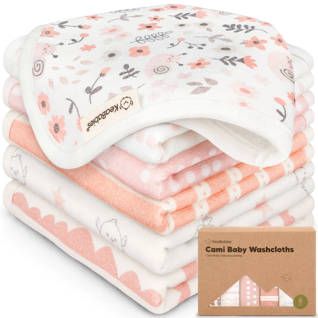 KeaBabies - 6-Pack Organic Cami Washcloths - Gentle Care