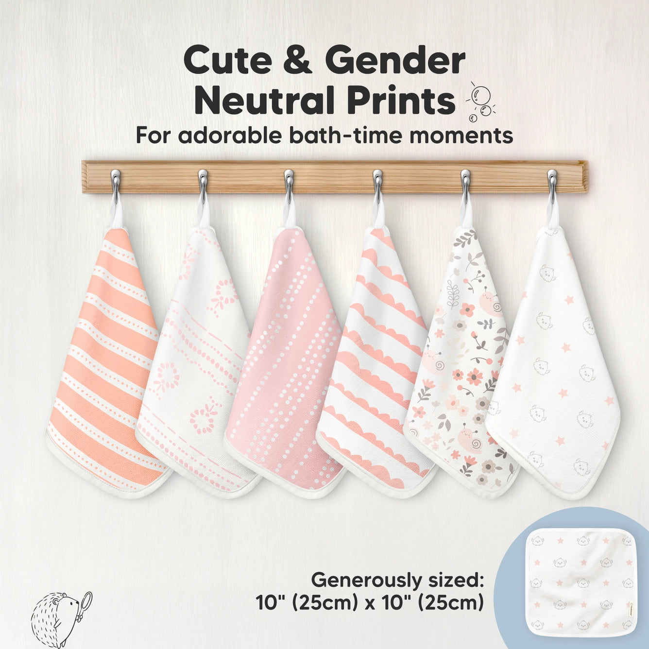 KeaBabies - 6-Pack Organic Cami Washcloths - Gentle Care